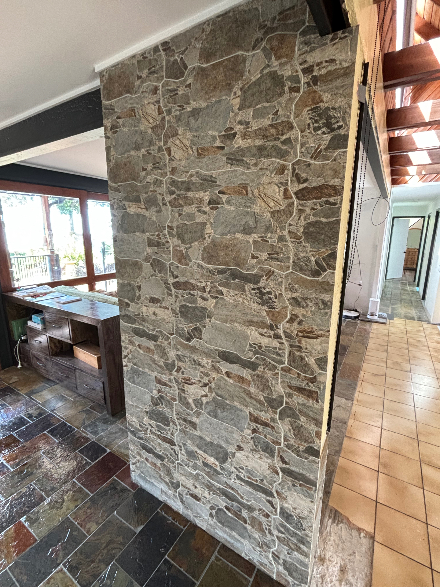 Stone look feature wall — Peregian Beach